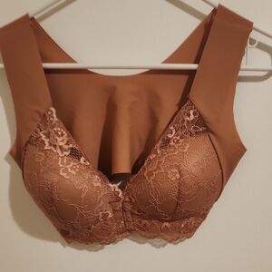 Tiktok Elegant Lace Brown Cleavage Enhanced Bra-Front Clamp